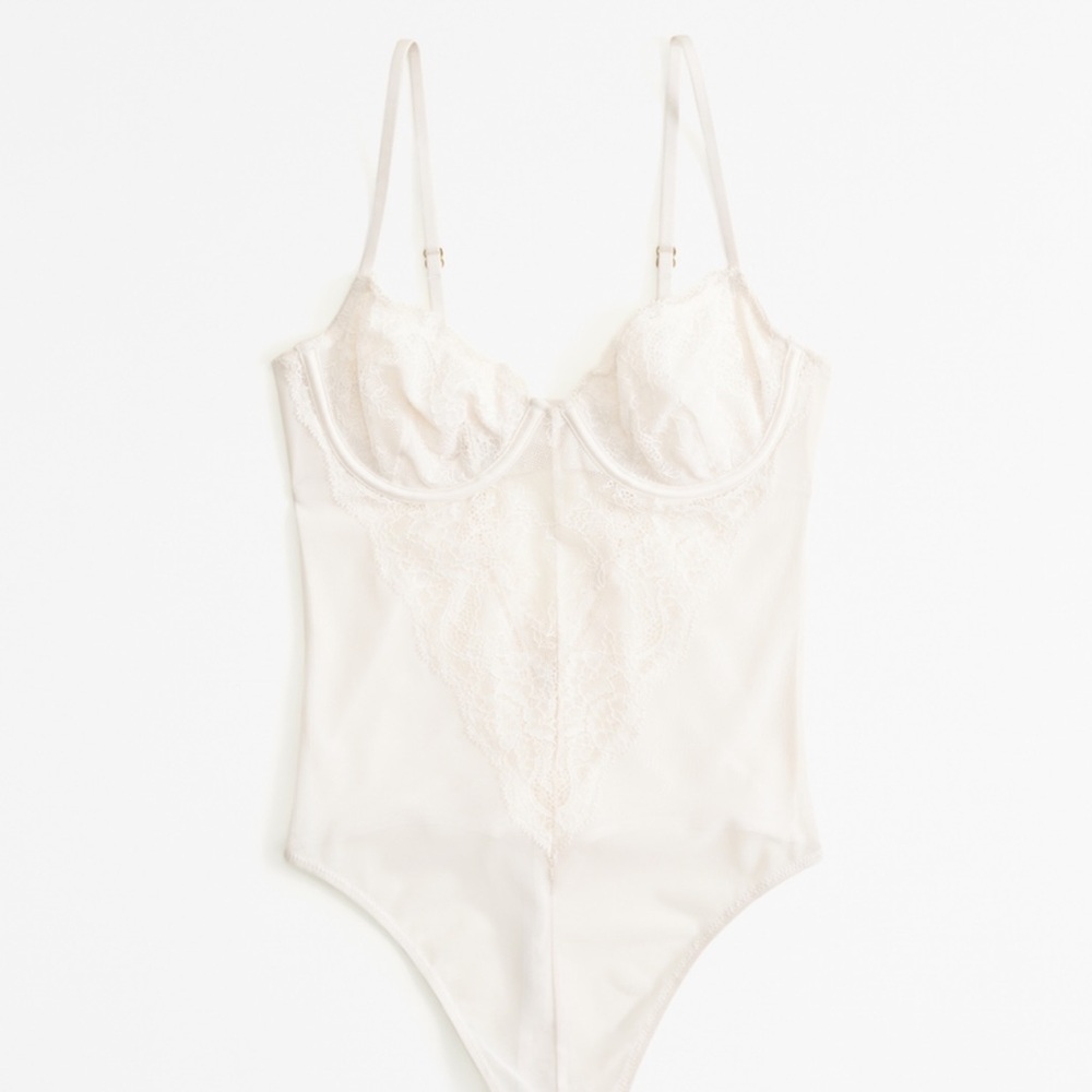 Abercrombie & Fitch White Lace and Satin Bodysuit